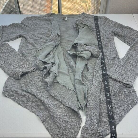 XCVI Cardigan Sweater Silver Waterfall Open Front Long Sleeve Cotton Layered XS - Picture 9 of 12
